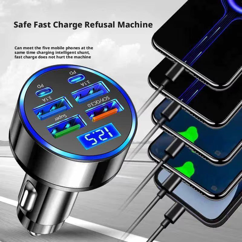 Cargador de Coche 300W PD + QC3.1 – Carga Rápida USB-C