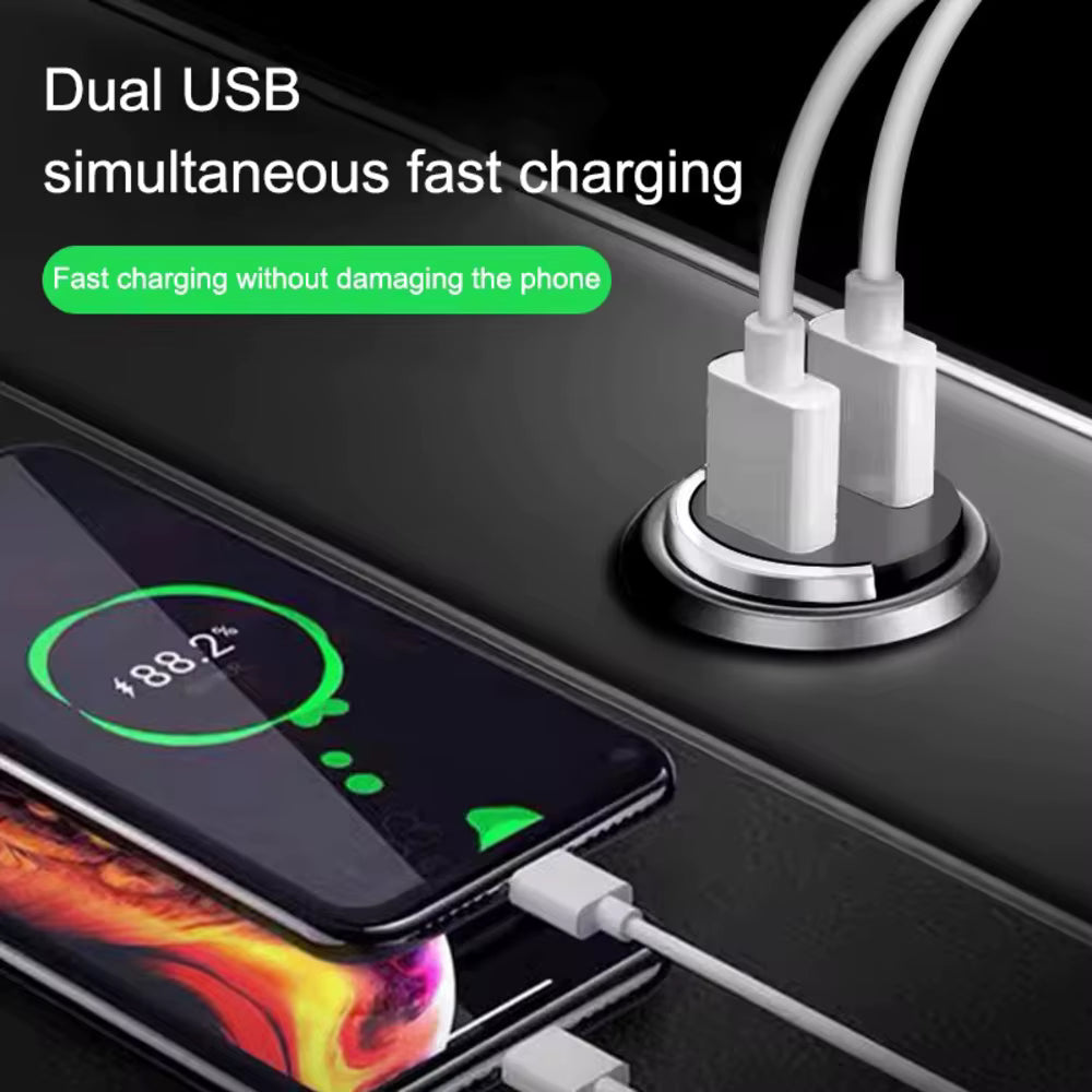Mini Cargador de Coche 200W – Carga Rápida PDA + QC3.0 USB-C