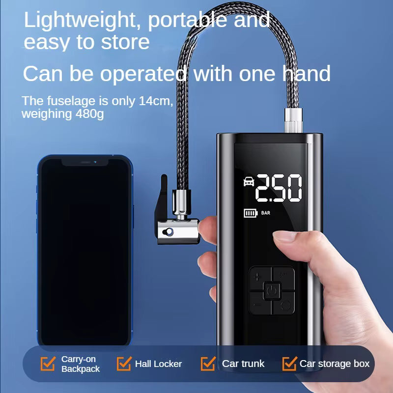 Compresor de Aire Portátil LEIBOO – Inflador Eléctrico Rápido con Medidor de Presión Preciso